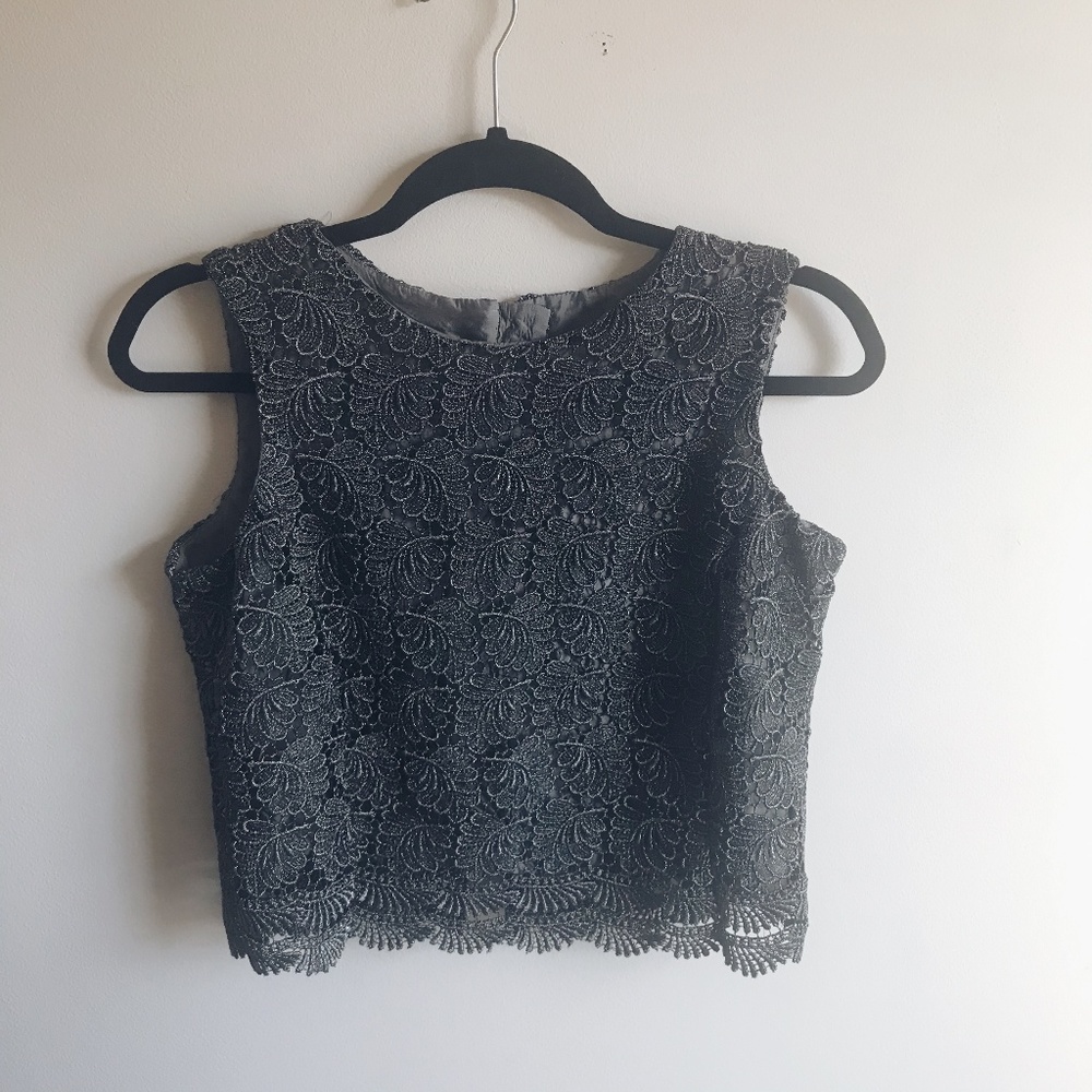 Vintage Talbots Structured Lace Sleeveless Blouse